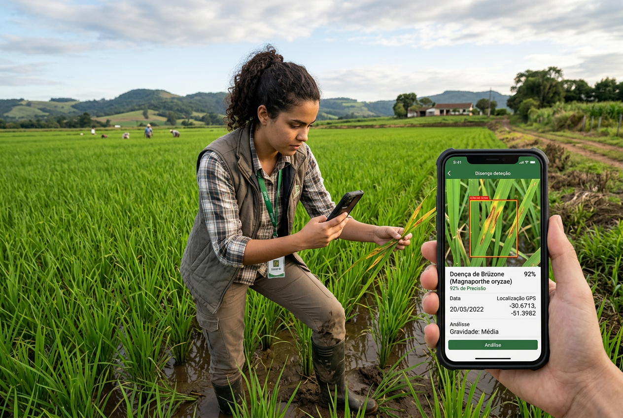 Como câmeras inteligentes e inteligência artificial estão ajudando a detectar doenças antes que ataquem as plantações de arroz