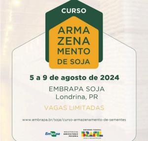 Abertas as inscrições para o primeiro Curso sobre Tecnologia de Armazenamento de Sementes e Grãos de Soja Abertas as inscrições para o primeiro Curso sobre Tecnologia de Armazenamento de Sementes e Grãos de Soja